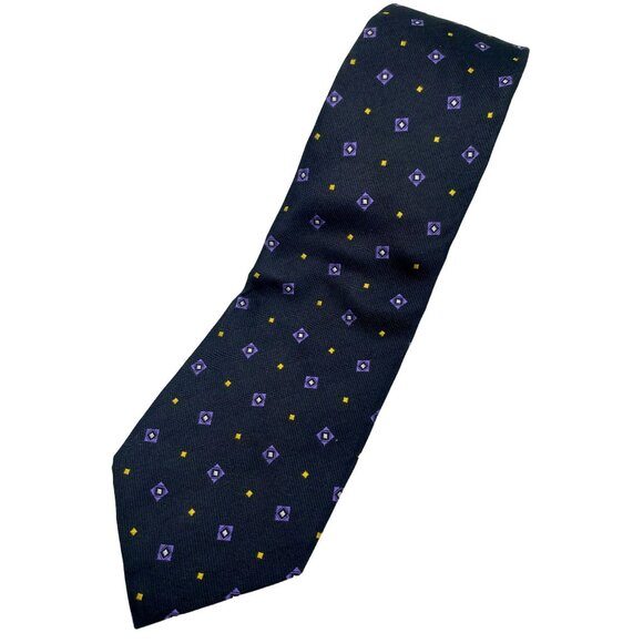 Lauren Ralph Lauren Other - Lauren Ralph Lauren Mens Hand Finished Silk Black Purple Yellow Tie Geometric